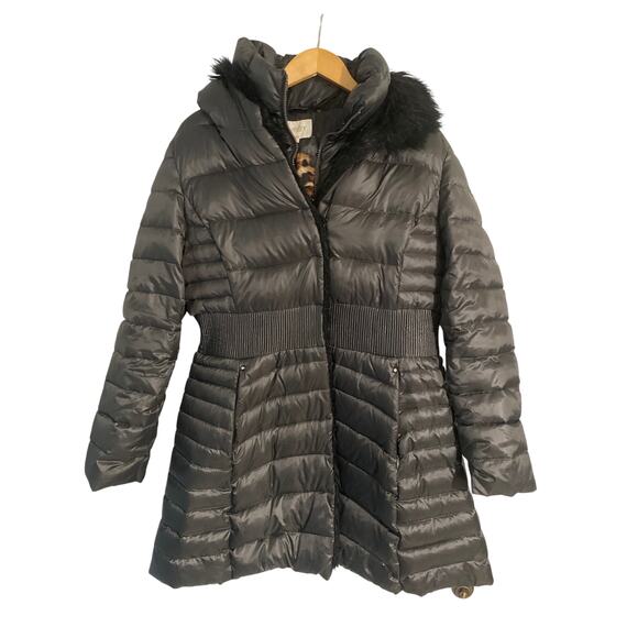 Laundry by Shelli Segal long puffer coat women’s size XL black down filled - Picture 1 of 8